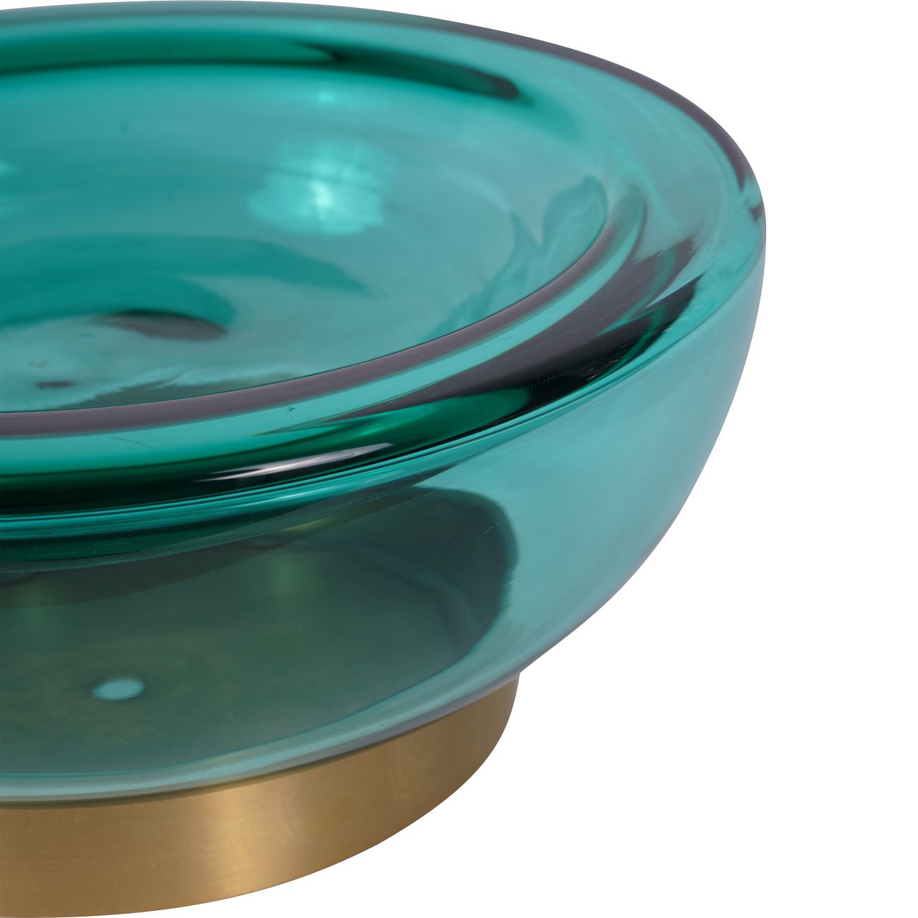 Jorum Collection Teal Glass Bowl with Brass Detail
