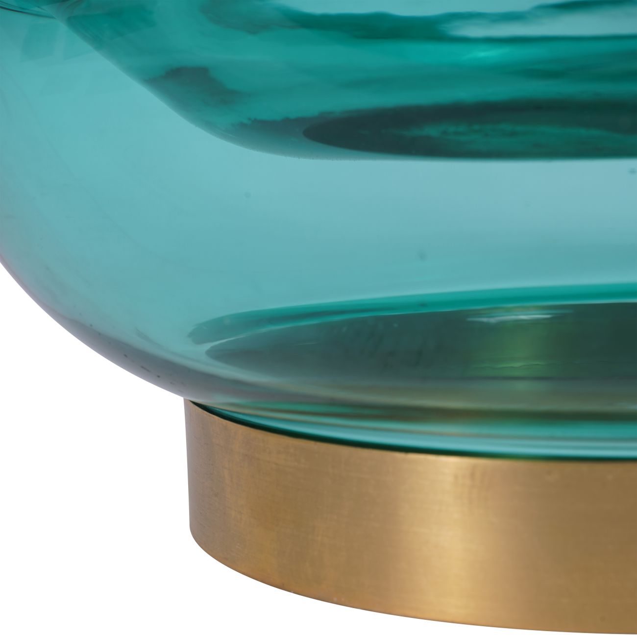 Jorum Collection Teal Glass Bowl with Brass Detail