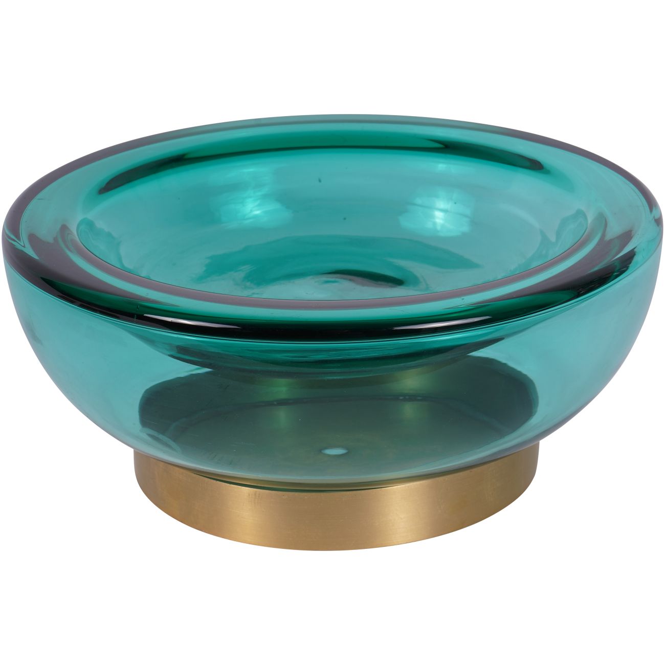 Jorum Collection Teal Glass Bowl with Brass Detail