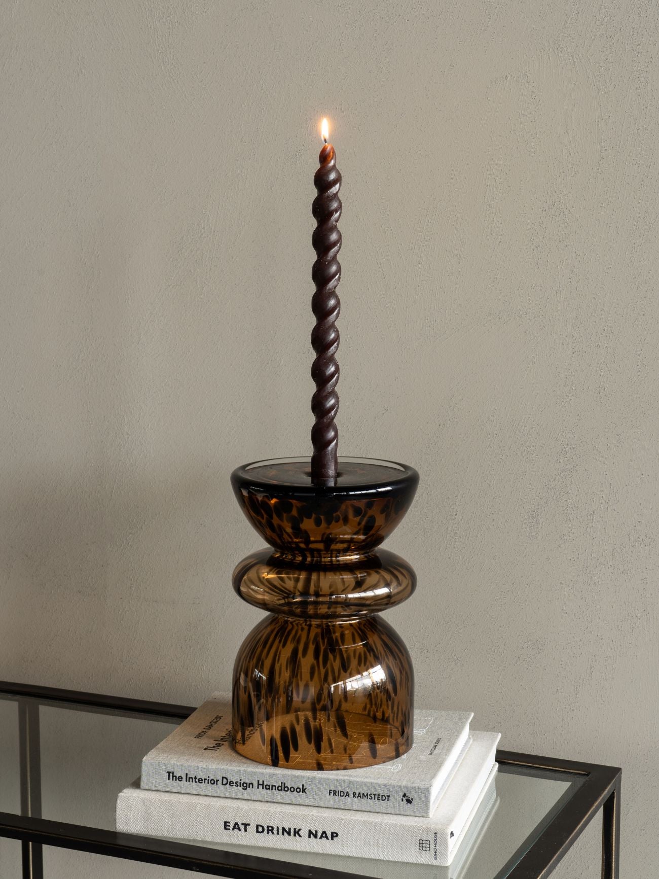 Savanna Blown Brown Glass Pillar Candle Holder