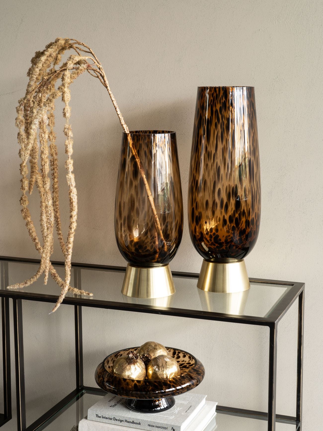 Savanna Glass Vase with Brass Base Medium