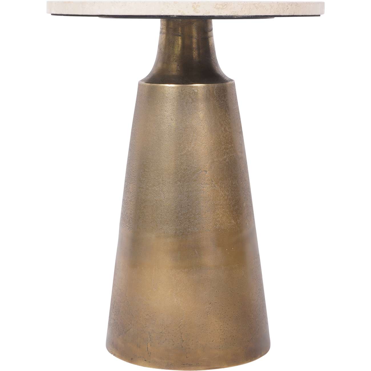 Clifton II Antique Brass & Cream Travertine Side Table