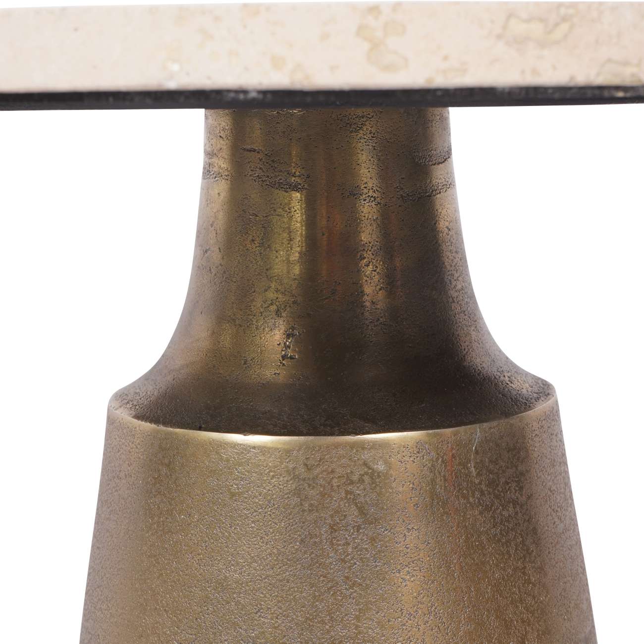 Clifton II Antique Brass & Cream Travertine Side Table