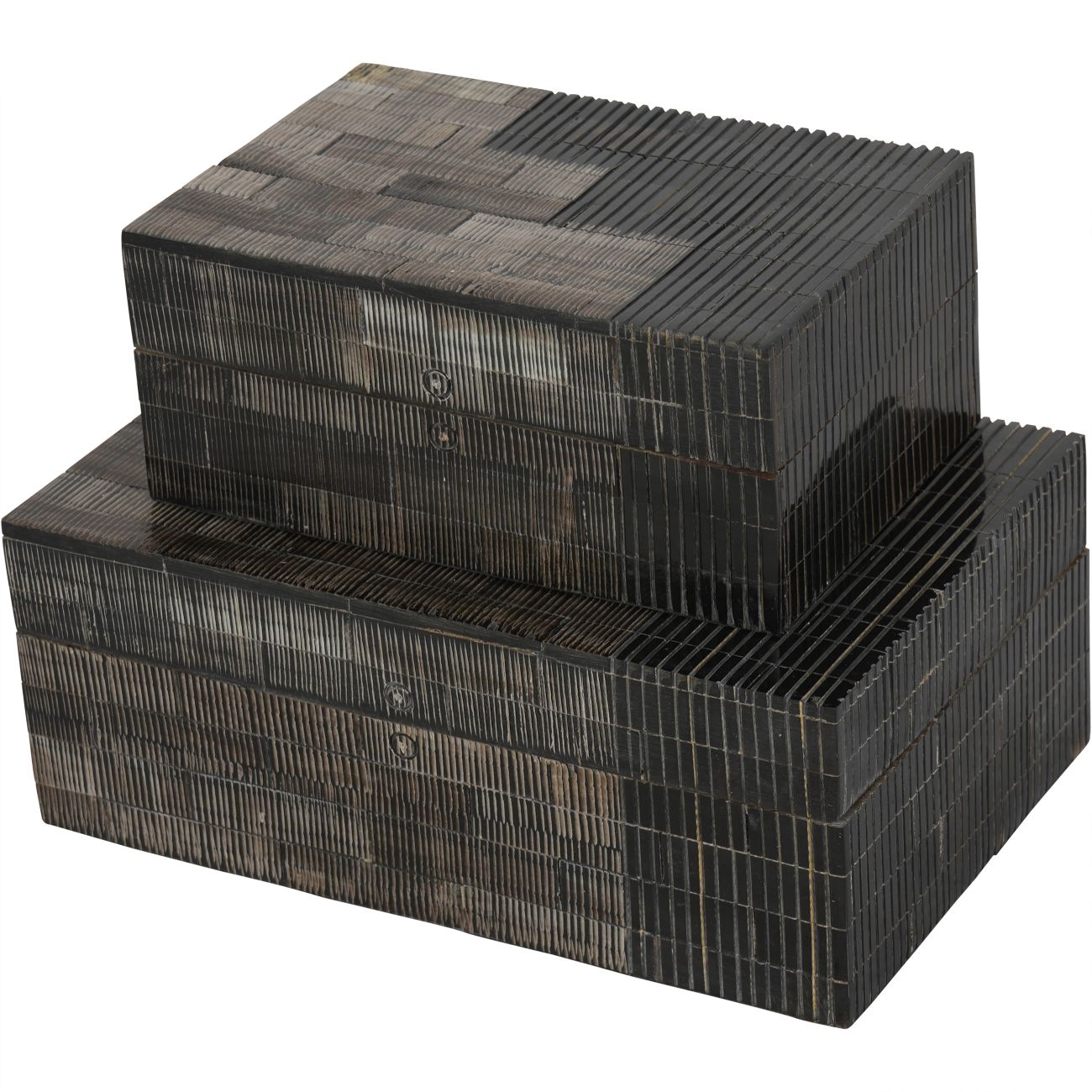 Rustic Grey & Black Buffalo Horn Storage Box Small