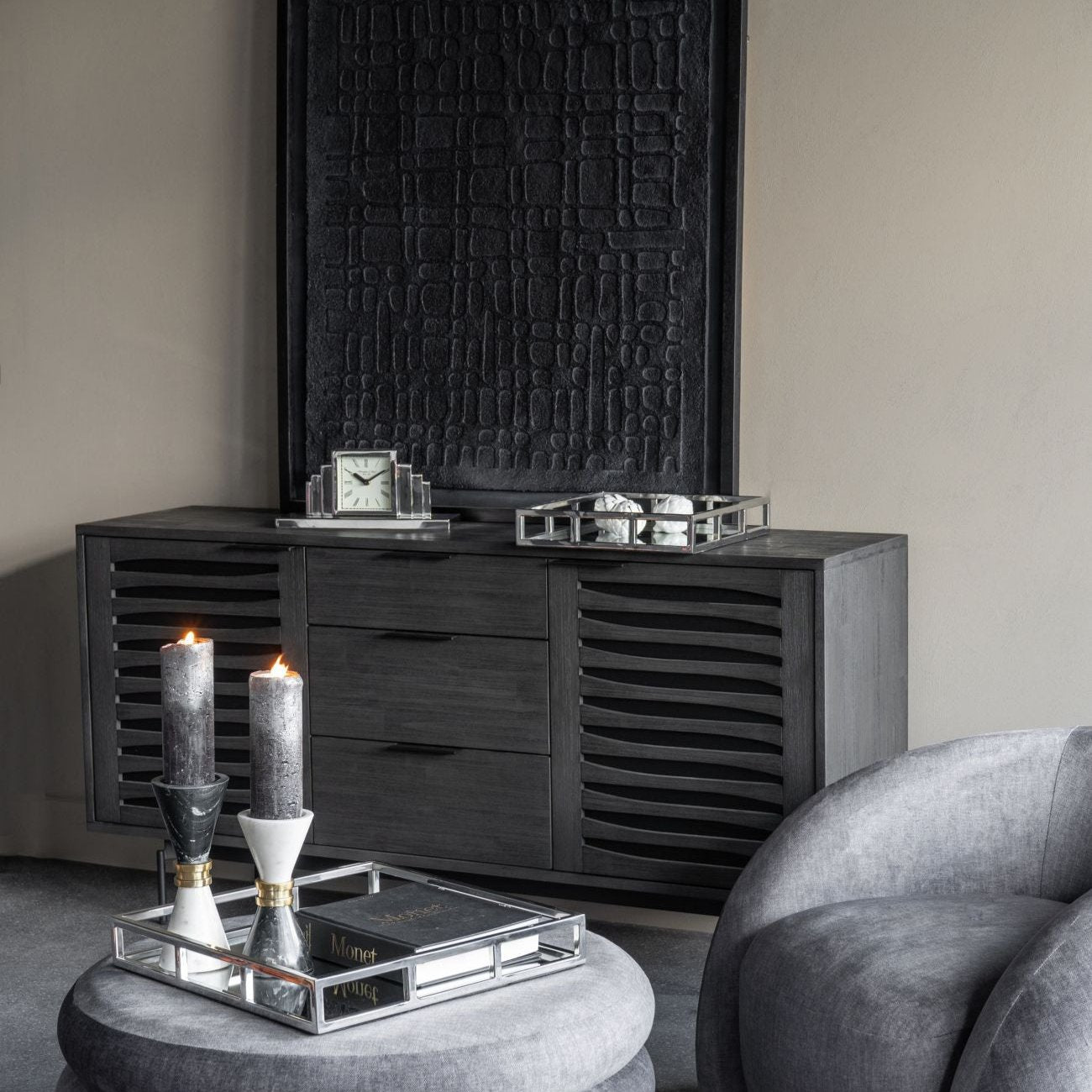 Plaza Nickel & White Tiered Mantel Clock