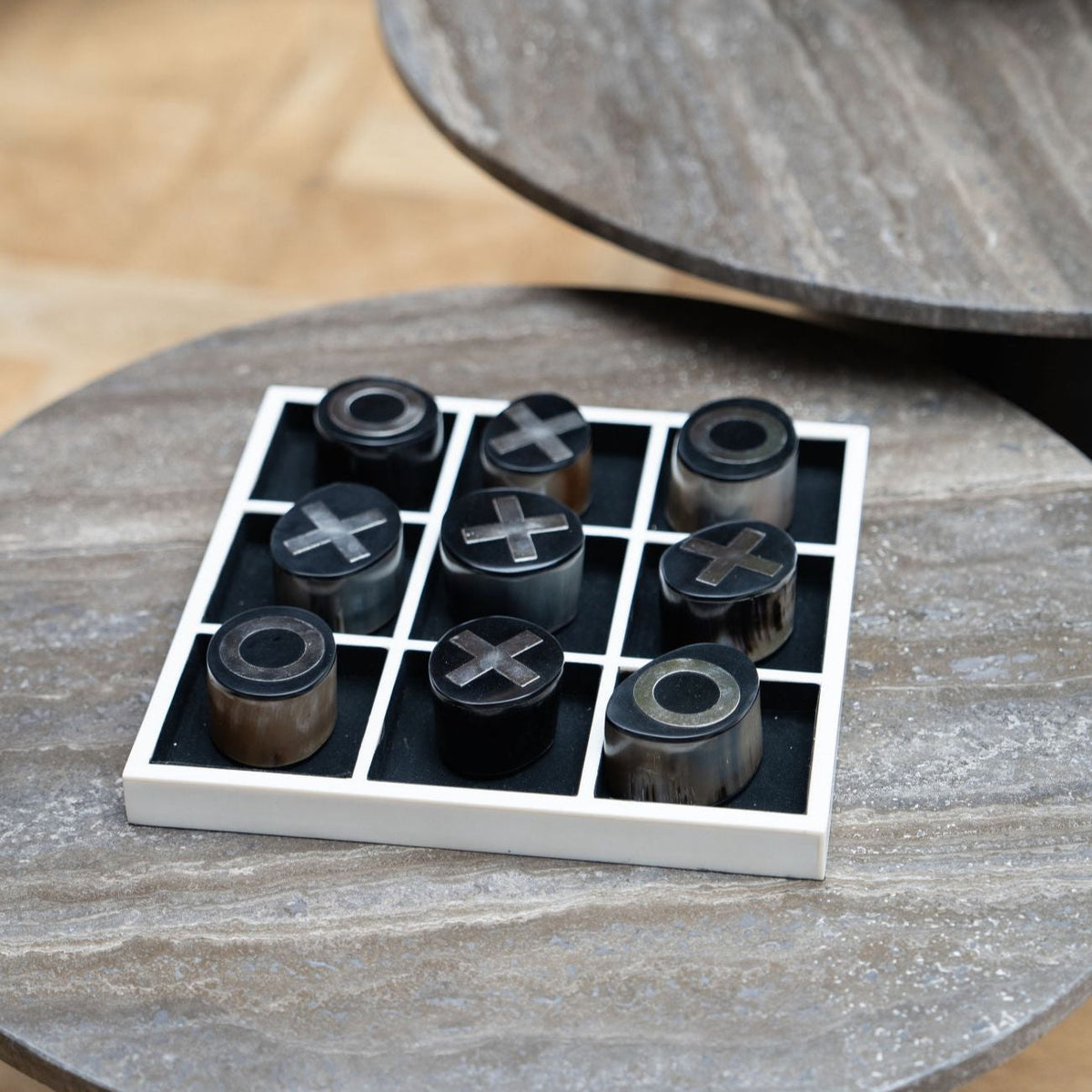 Stack Black & White Horn Noughts & Crosses Set