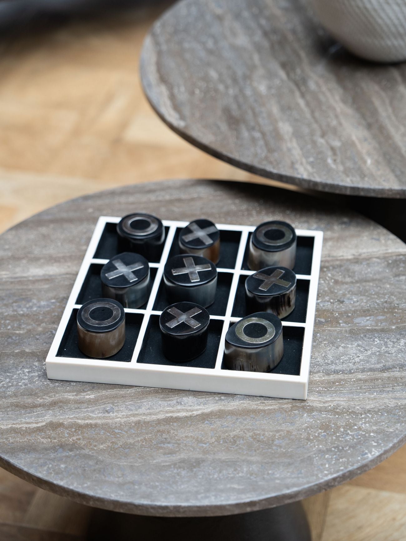 Stack Black & White Horn Noughts & Crosses Set