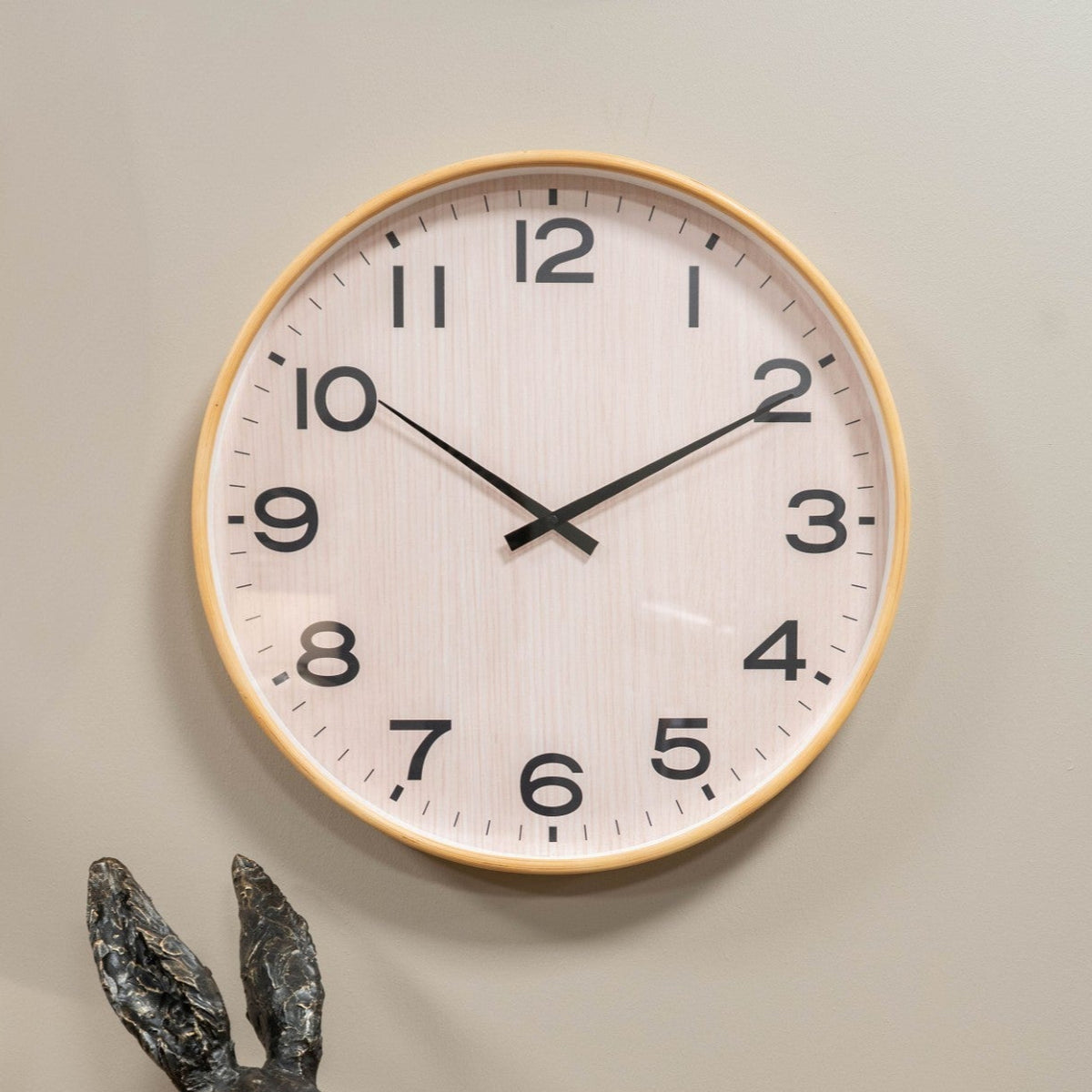 Light Natural Grain Effect Round Wall Clock