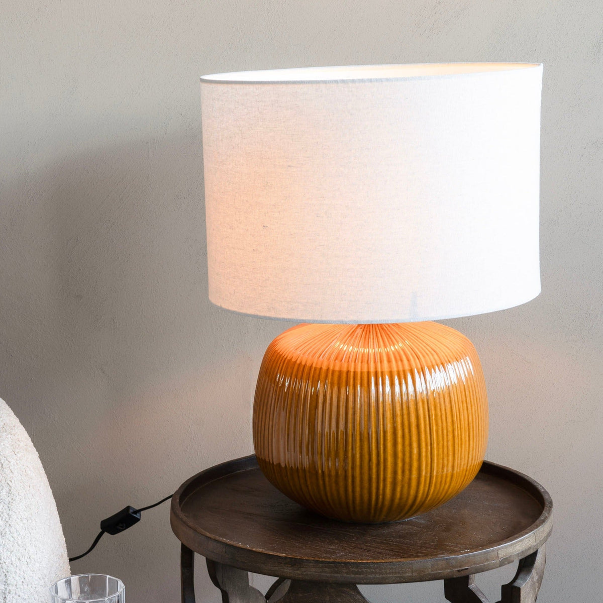 Bruno Ceramic Burnt Ochre Orange Table Lamp