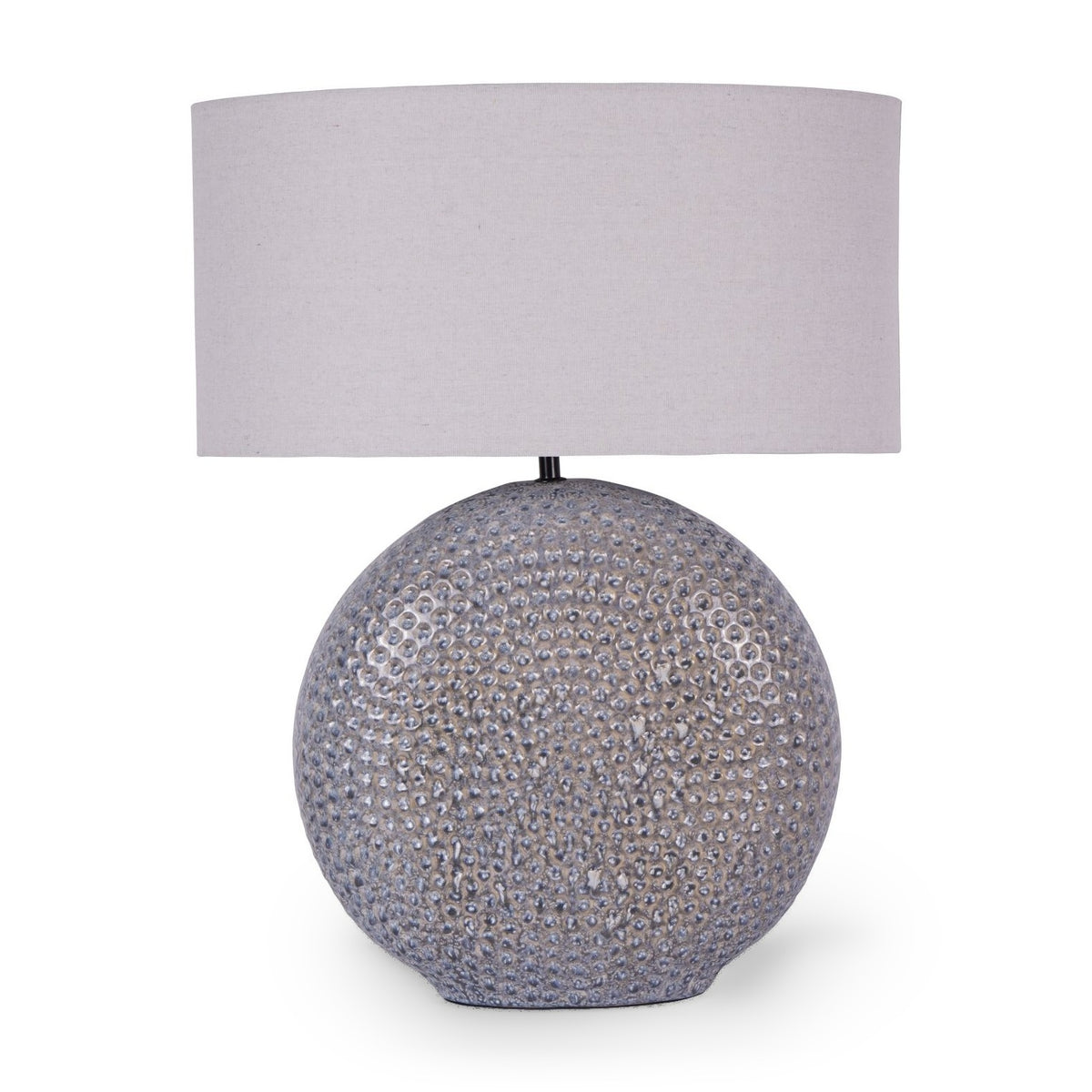Lugo Grey Ribbed Ceramic Table Lamp