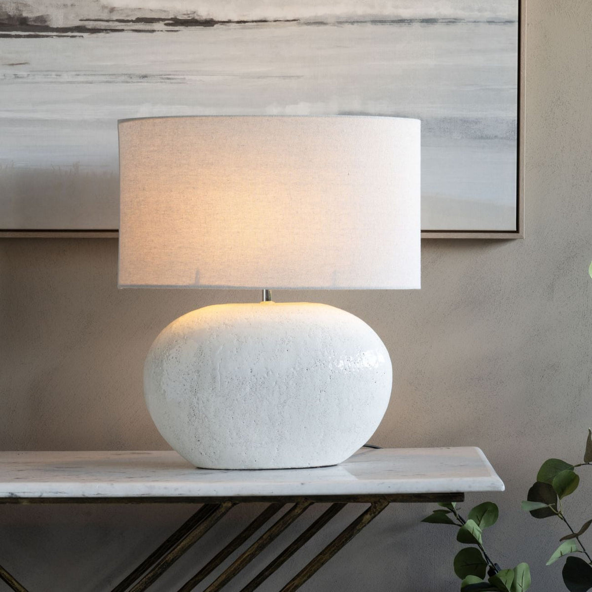 Oviedo White Terracotta Table Lamp