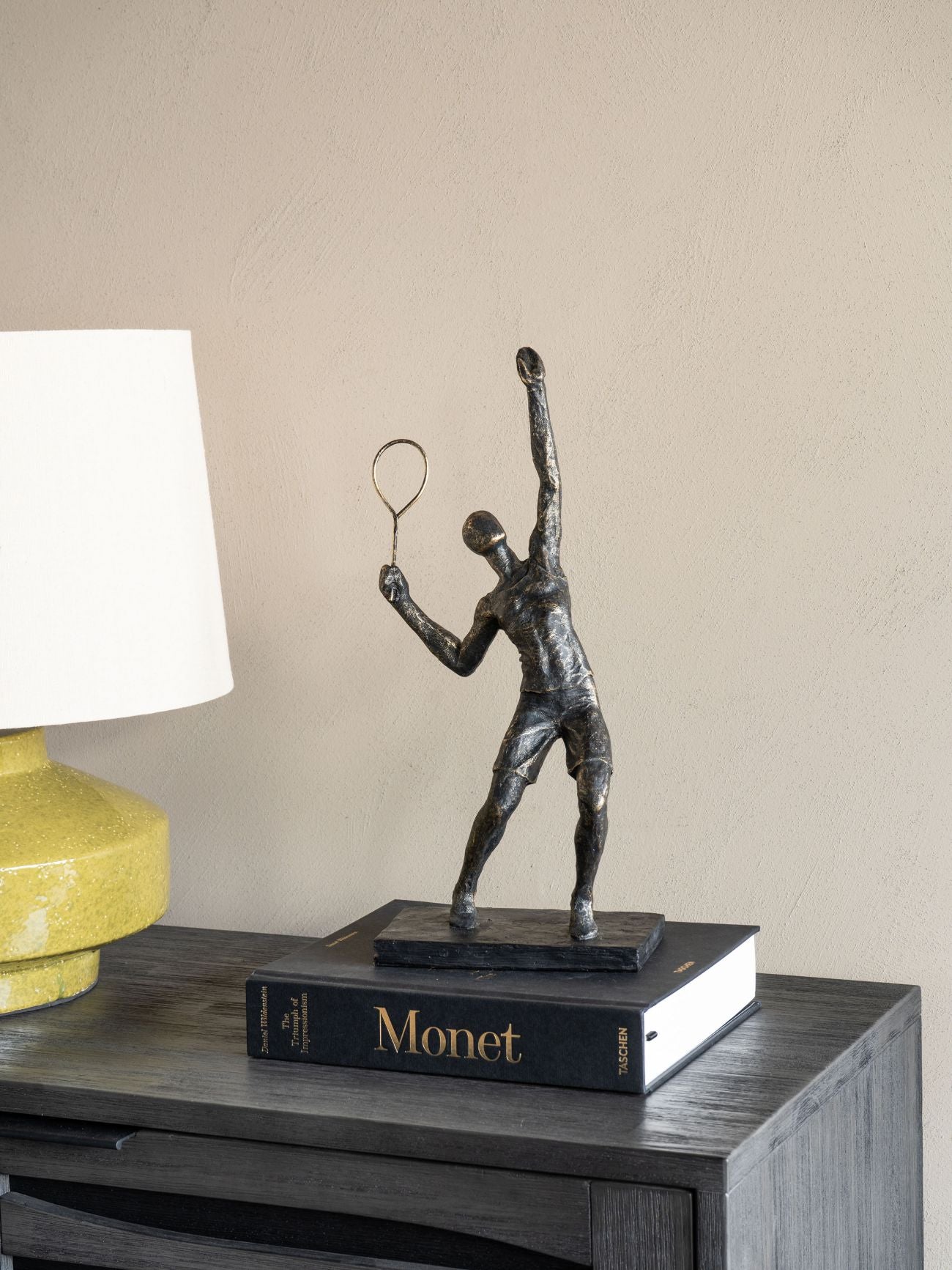 Antique Bronze Tennis Player Sculpture