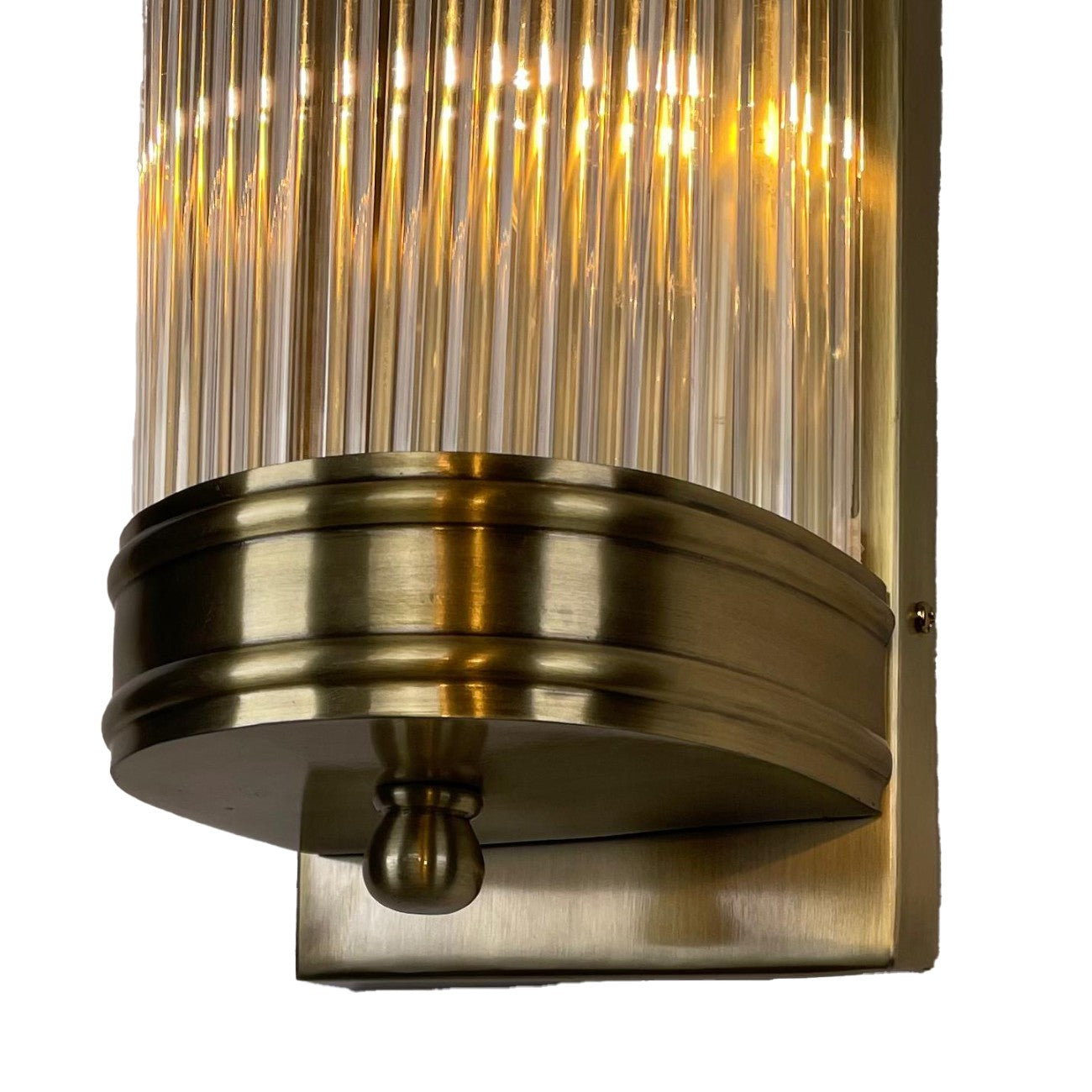 Beaumont Brass & Ribbed Glass Wall Lamp