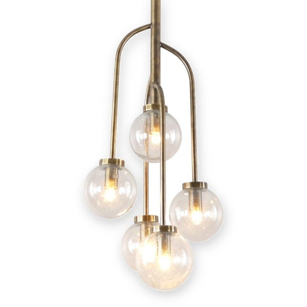 Wellesley Brass Five Globe Pendant Light