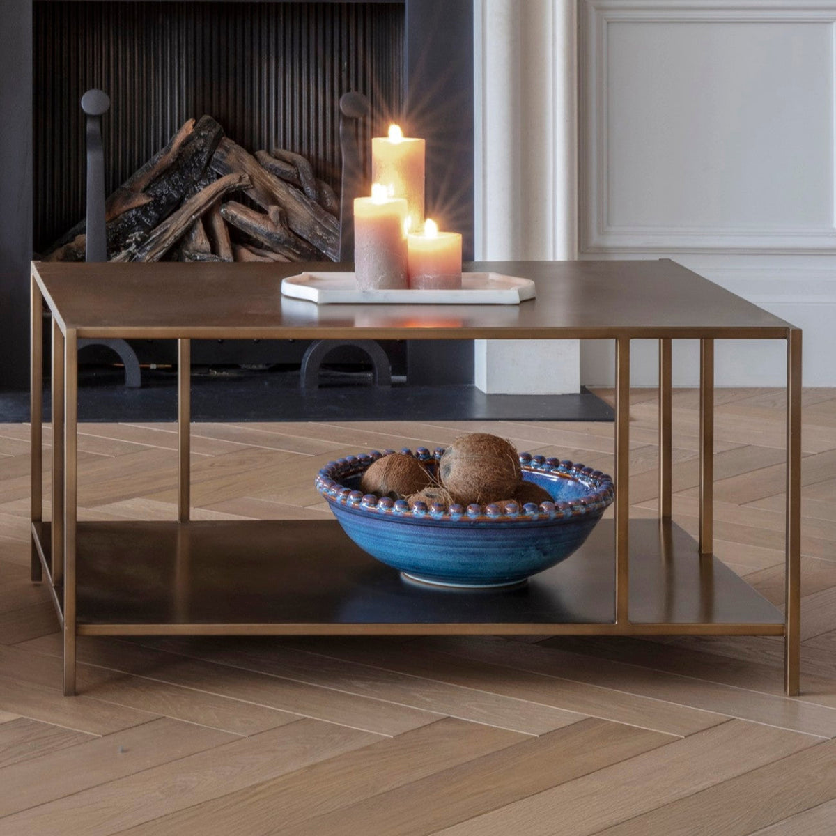 Brooks Brushed Champagne Rectangle Coffee Table