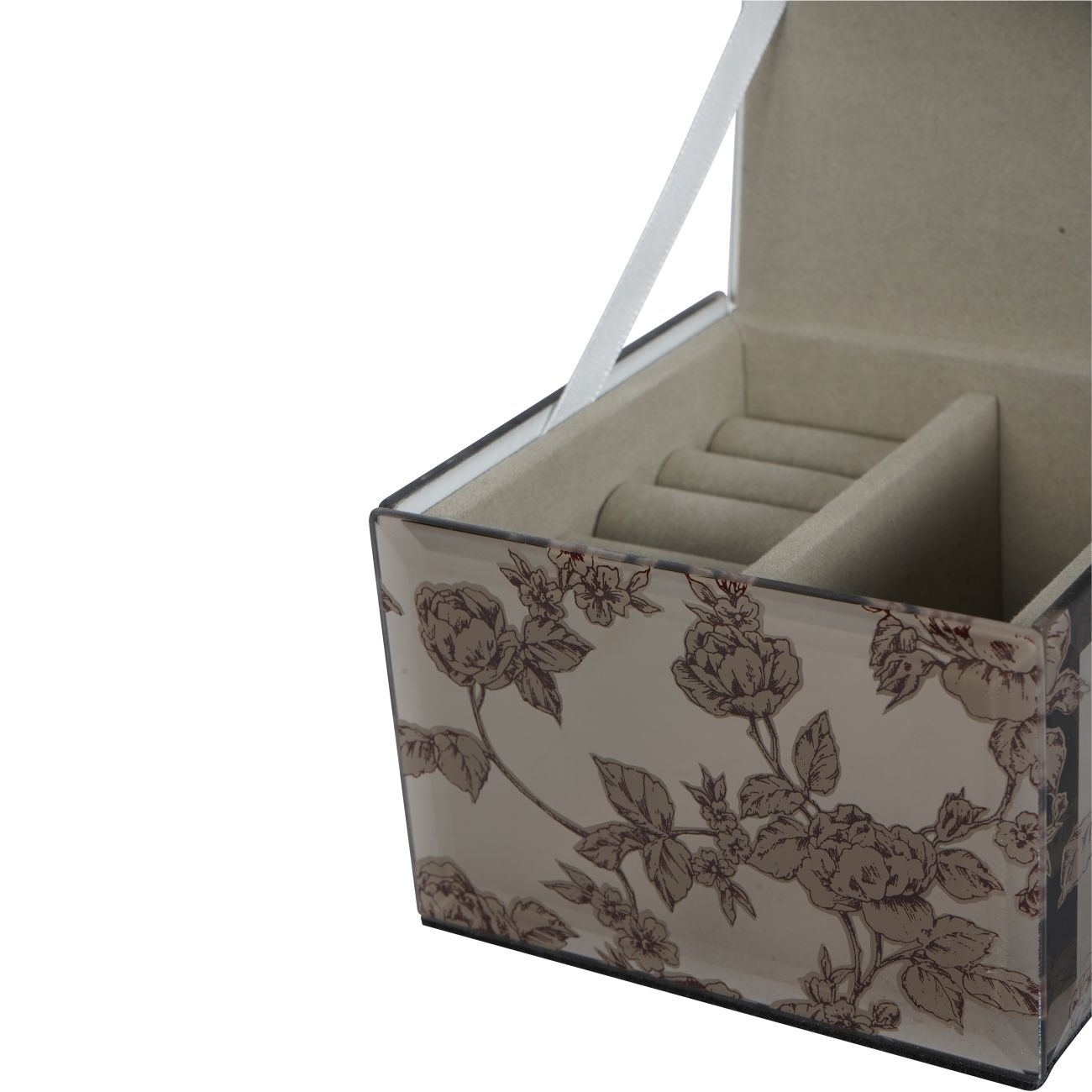 Laura Ashley Truffle Pollington Roses Small Mirrored Printed Jewellery Box