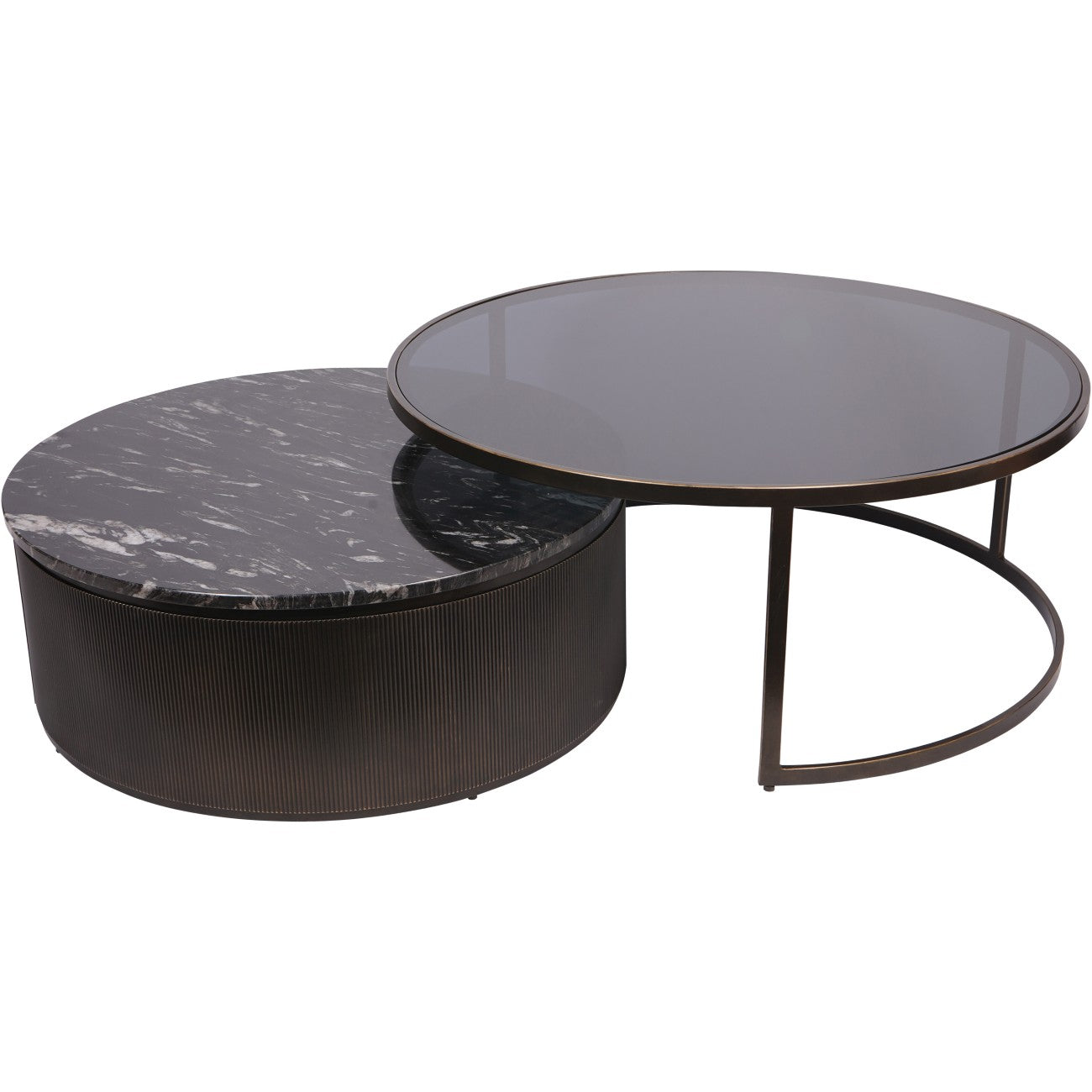 Belvedere Black Marble Nesting Coffee Tables Nest