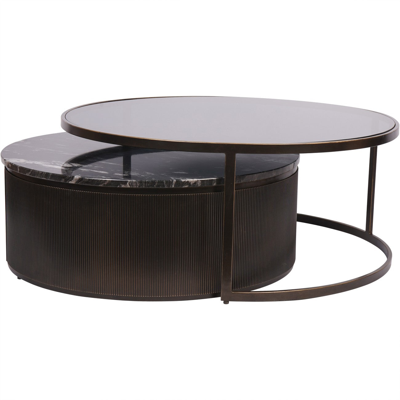 Belvedere Black Marble Nesting Coffee Tables Nest
