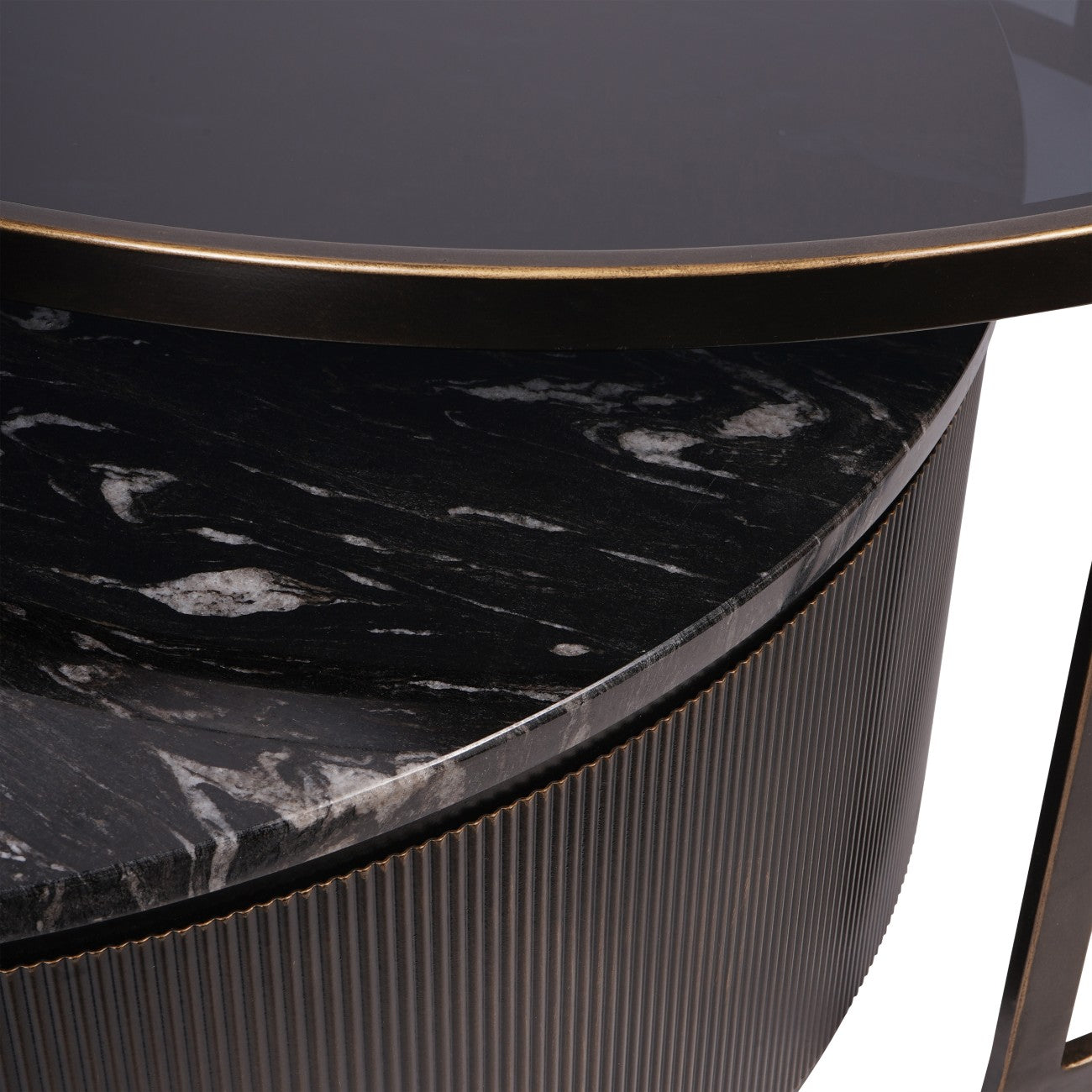 Belvedere Black Marble Nesting Coffee Tables Nest