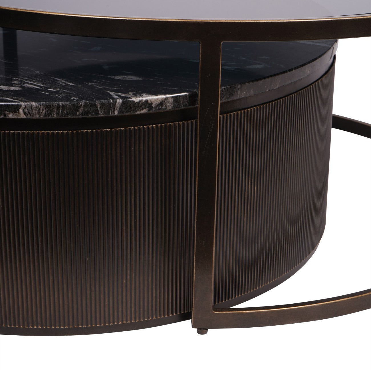 Belvedere Black Marble Nesting Coffee Tables Nest