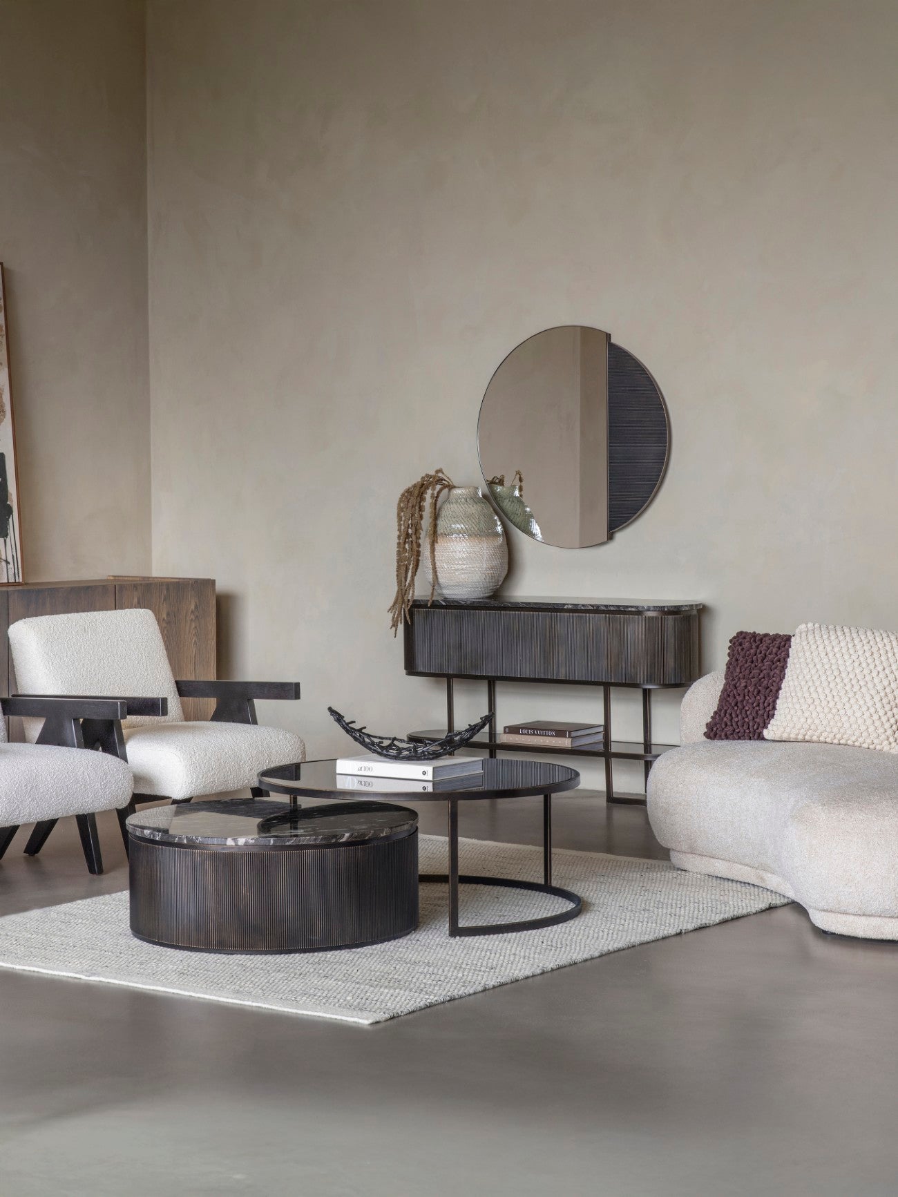 Belvedere Black Marble Nesting Coffee Tables Nest