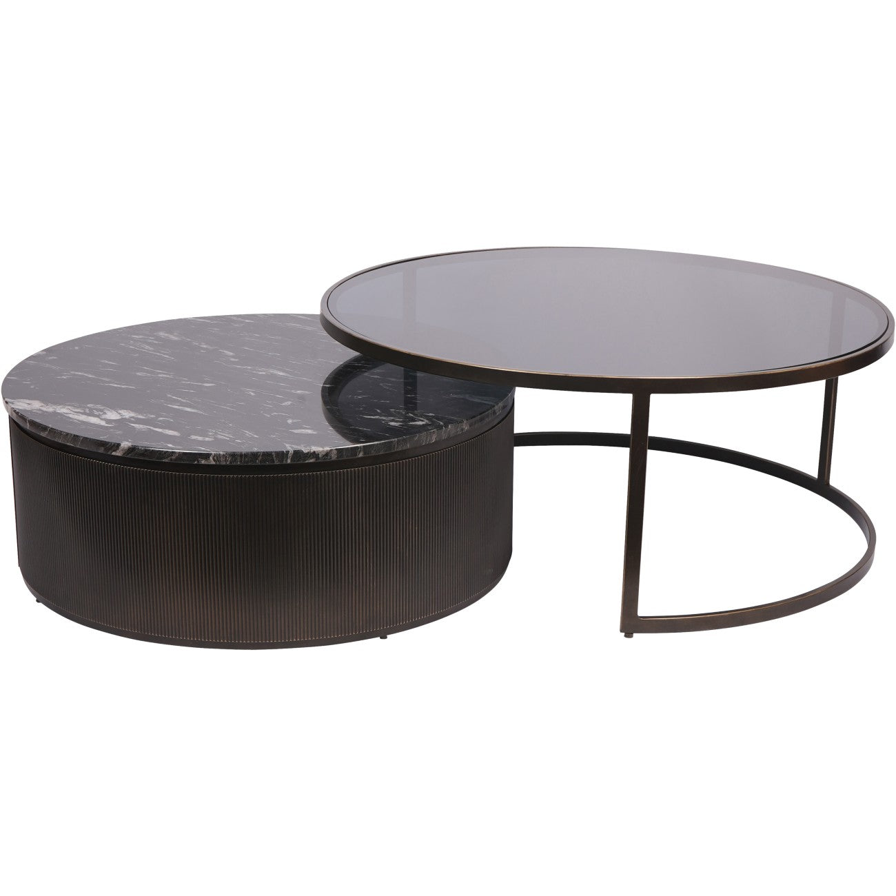 Belvedere Black Marble Nesting Coffee Tables Nest