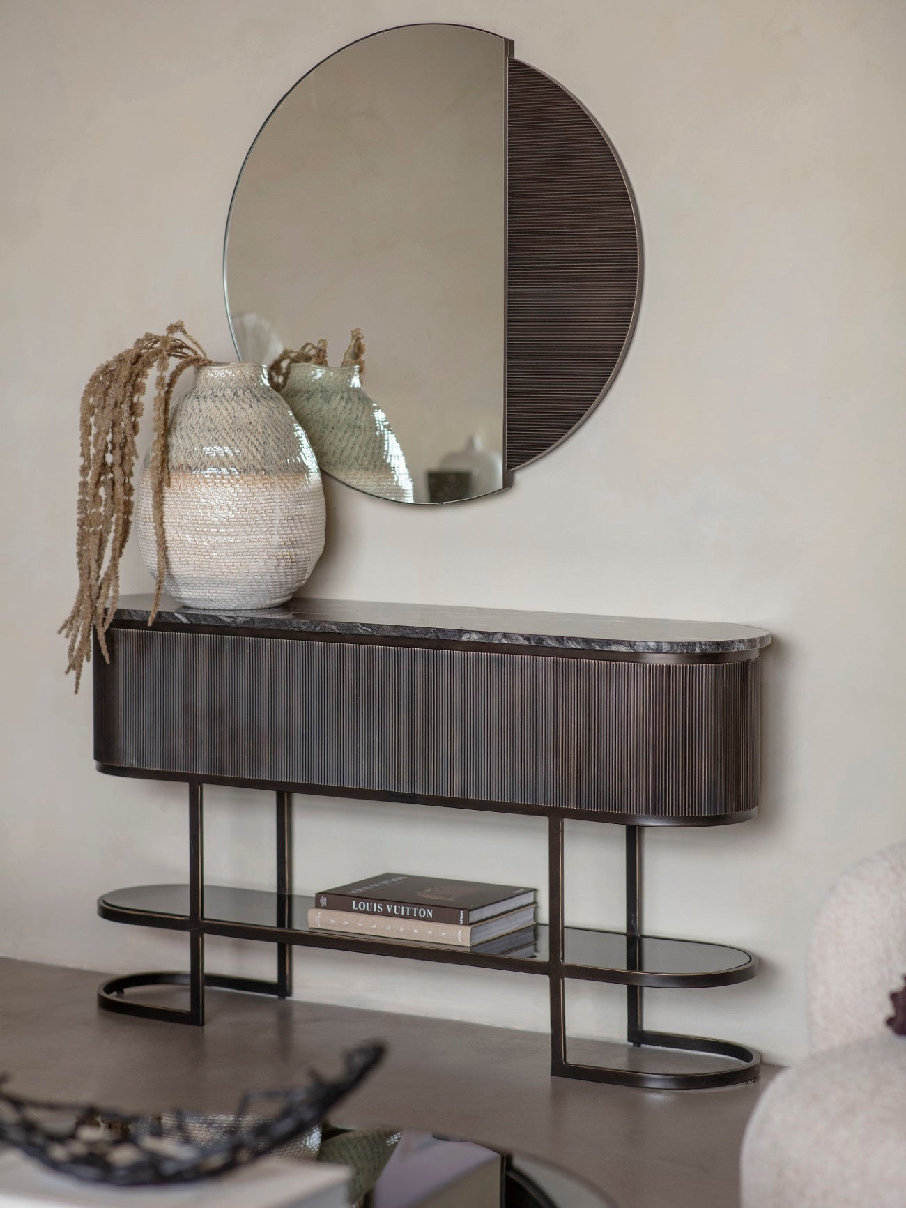 Belvedere Black Marble Console Table