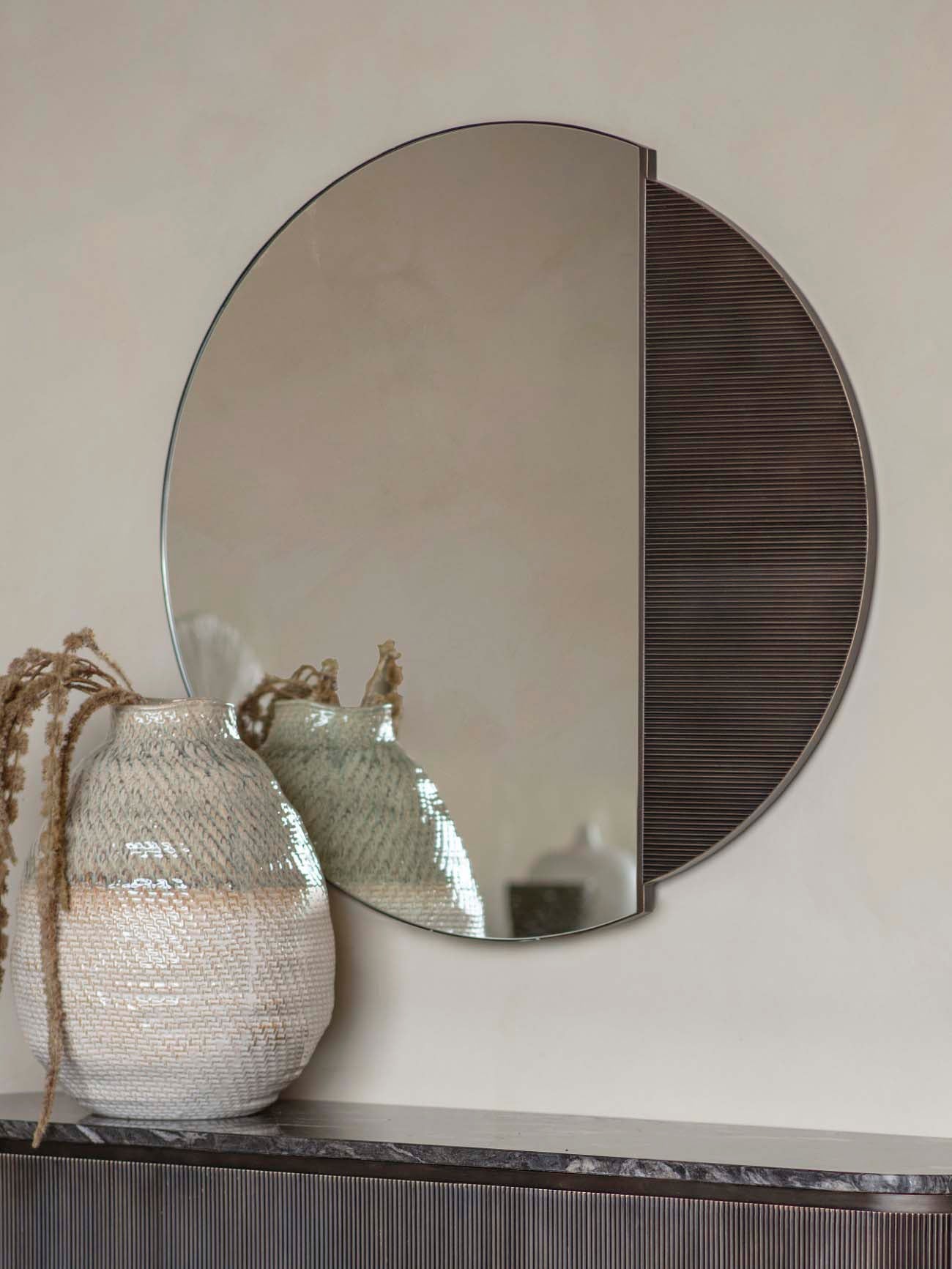 Belvedere Black Round Wall Mirror 90cm