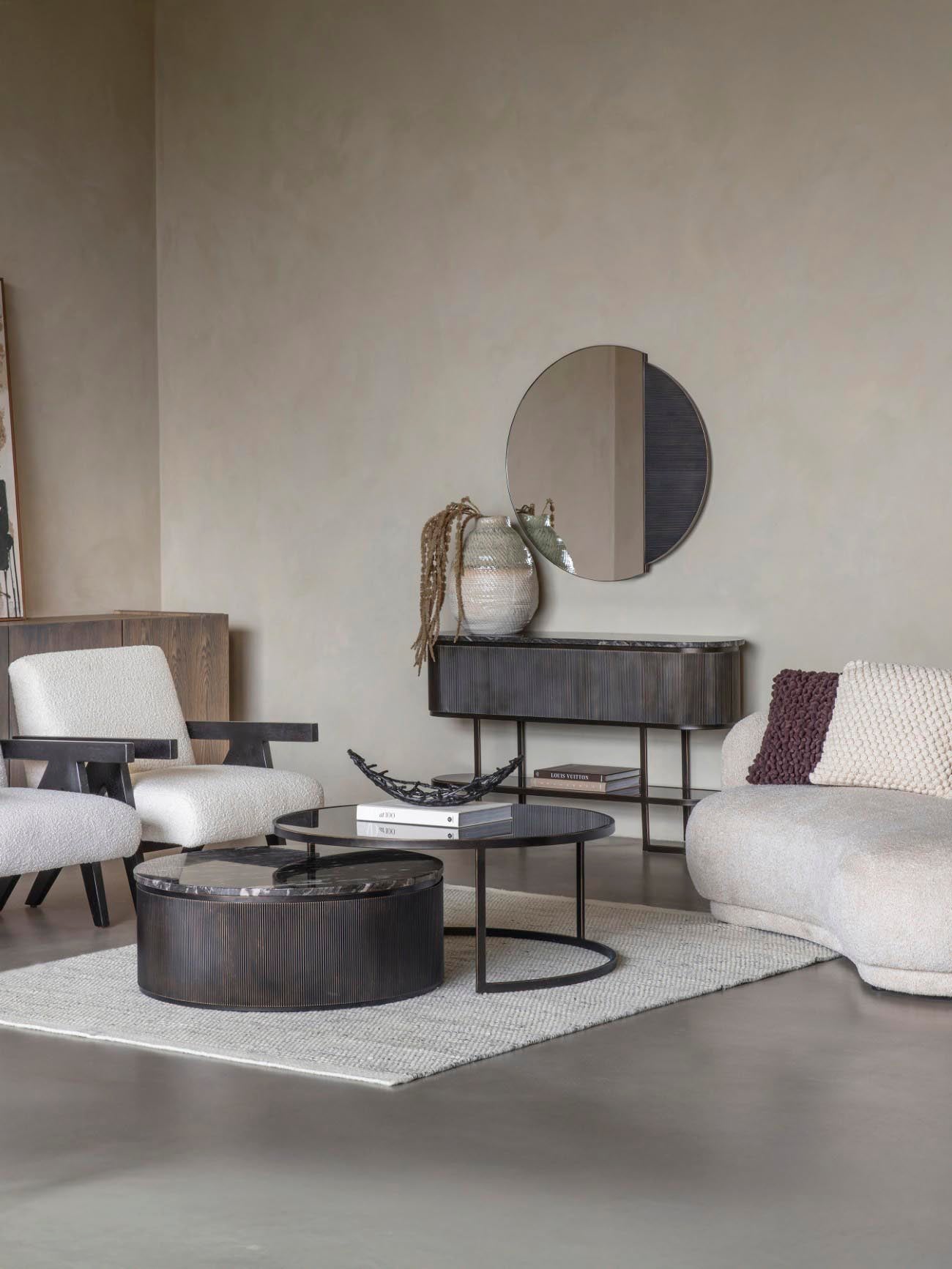 Belvedere Black Round Wall Mirror 90cm