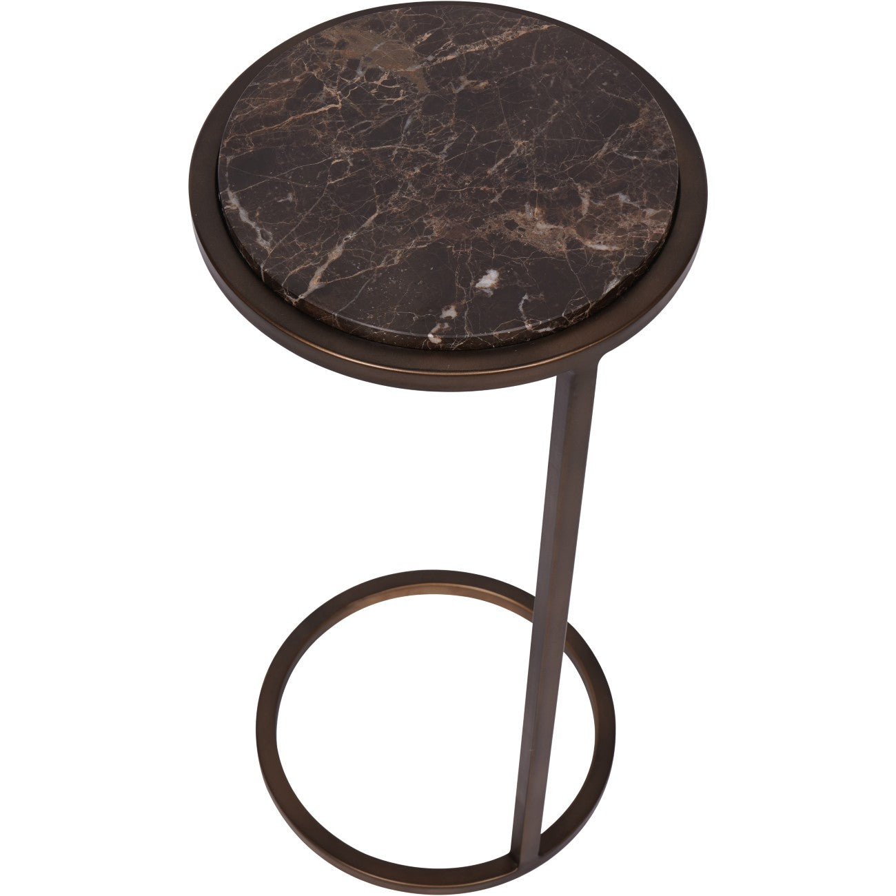 Iota Smoked Gold & Brown Emperador Marble Side Table