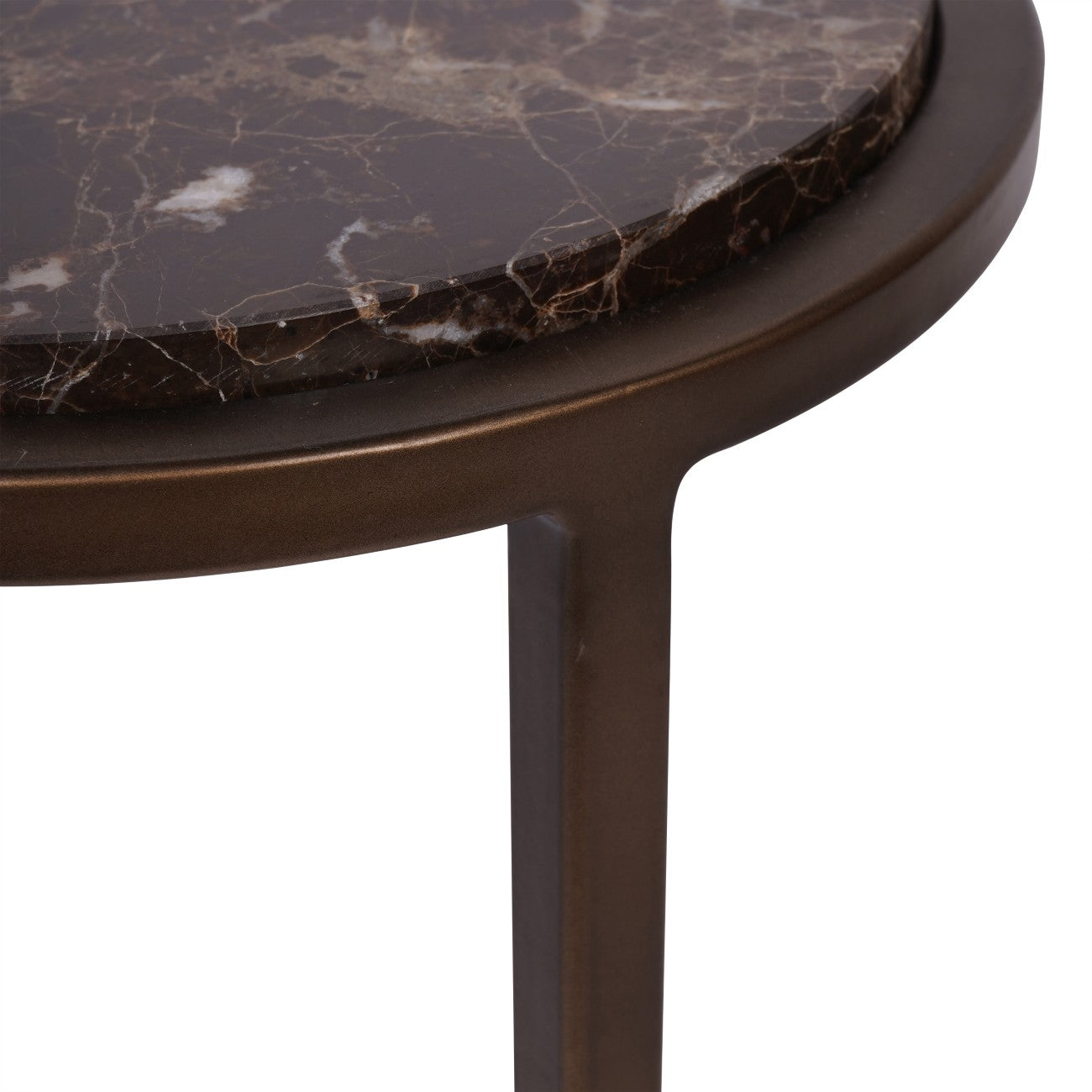 Iota Smoked Gold & Brown Emperador Marble Side Table