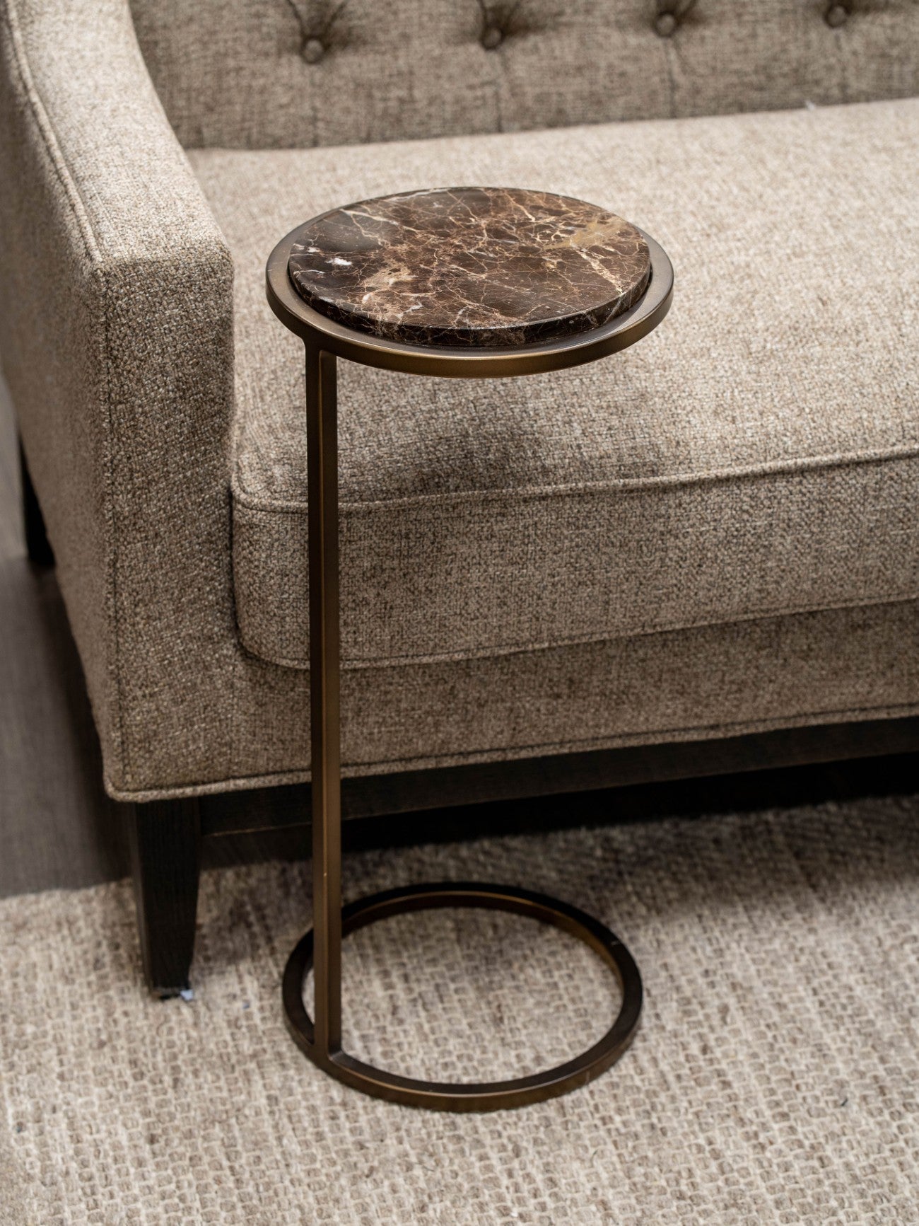 Iota Smoked Gold & Brown Emperador Marble Side Table