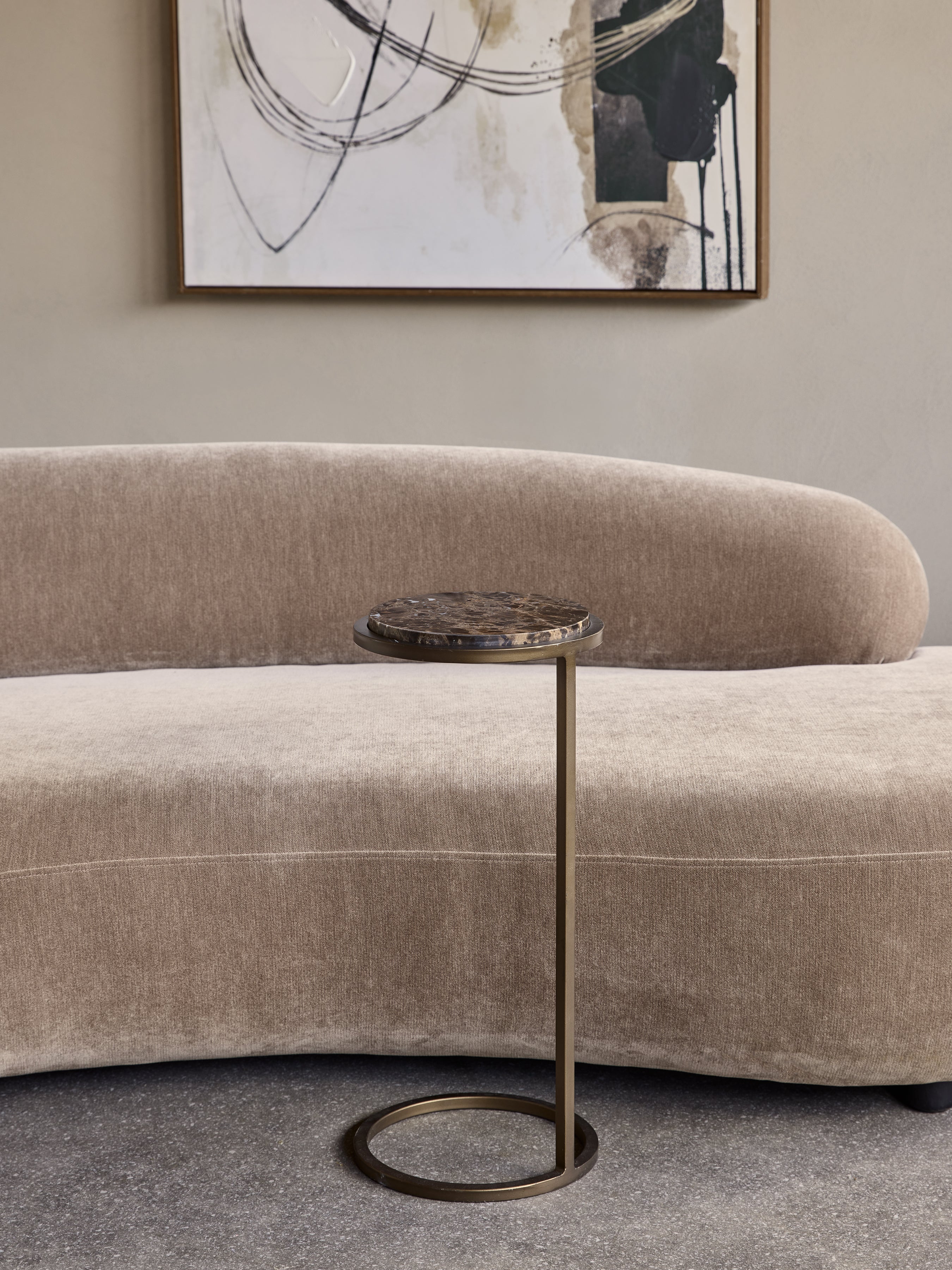Iota Smoked Gold & Brown Emperador Marble Side Table