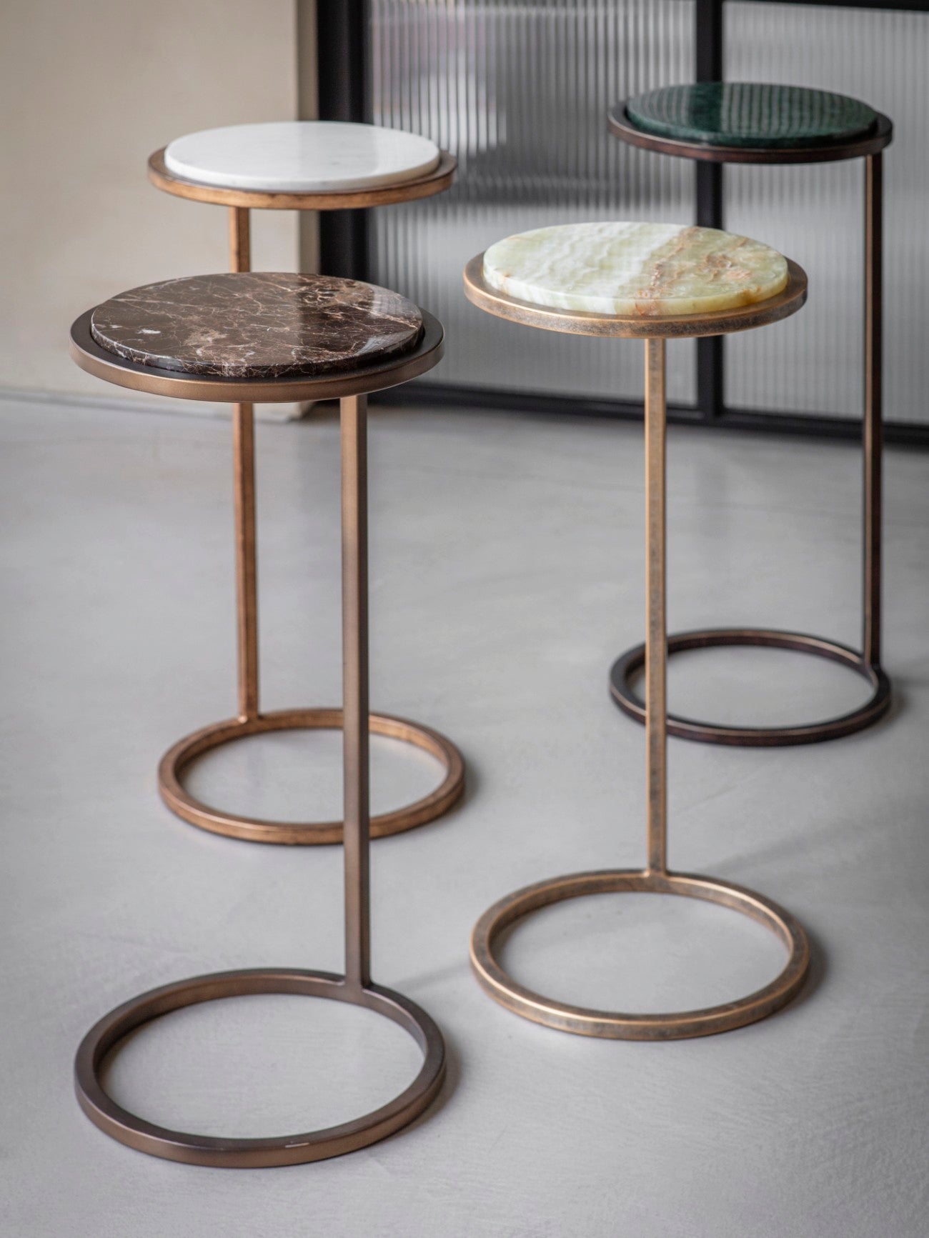 Iota Smoked Gold & Brown Emperador Marble Side Table