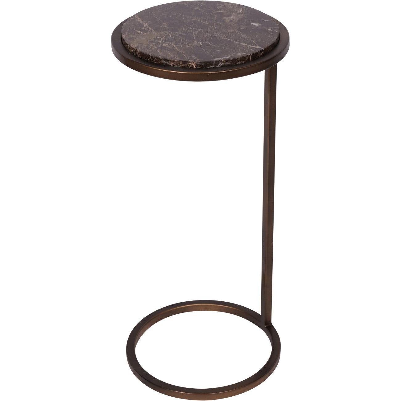 Iota Smoked Gold & Brown Emperador Marble Side Table