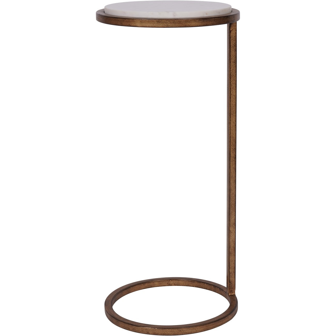 Iota White Banswara Marble & Aged Champagne Side Table