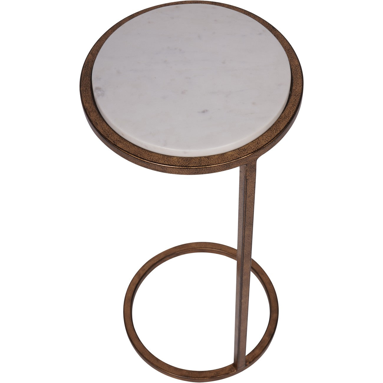 Iota White Banswara Marble & Aged Champagne Side Table