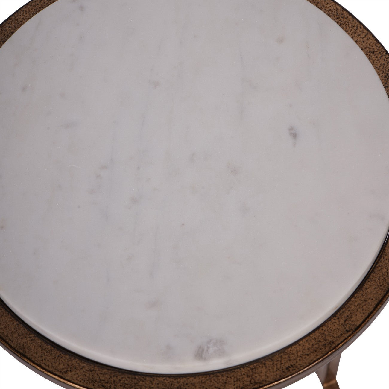Iota White Banswara Marble & Aged Champagne Side Table