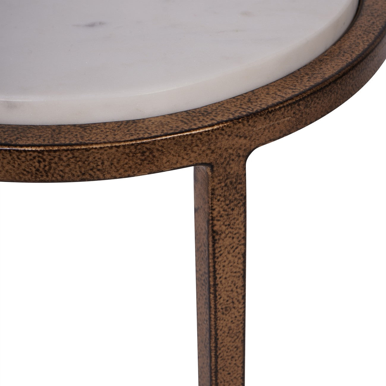 Iota White Banswara Marble & Aged Champagne Side Table