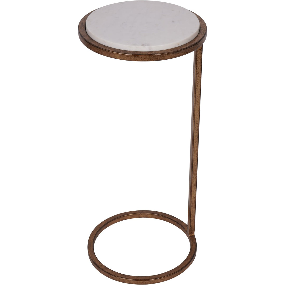 Iota White Banswara Marble & Aged Champagne Side Table