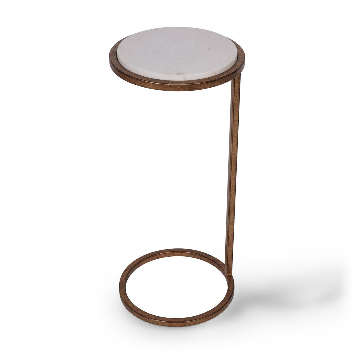 Iota White Banswara Marble & Aged Champagne Side Table