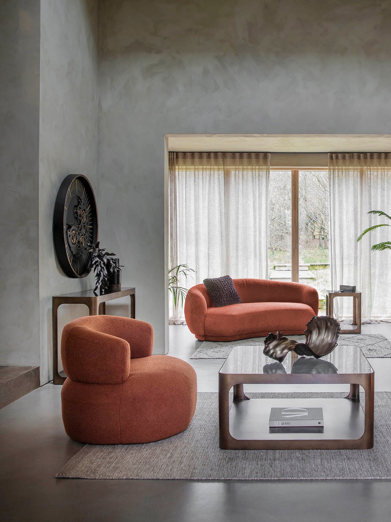 Thorpe Bronze & Smoked Glass Square Coffee Table