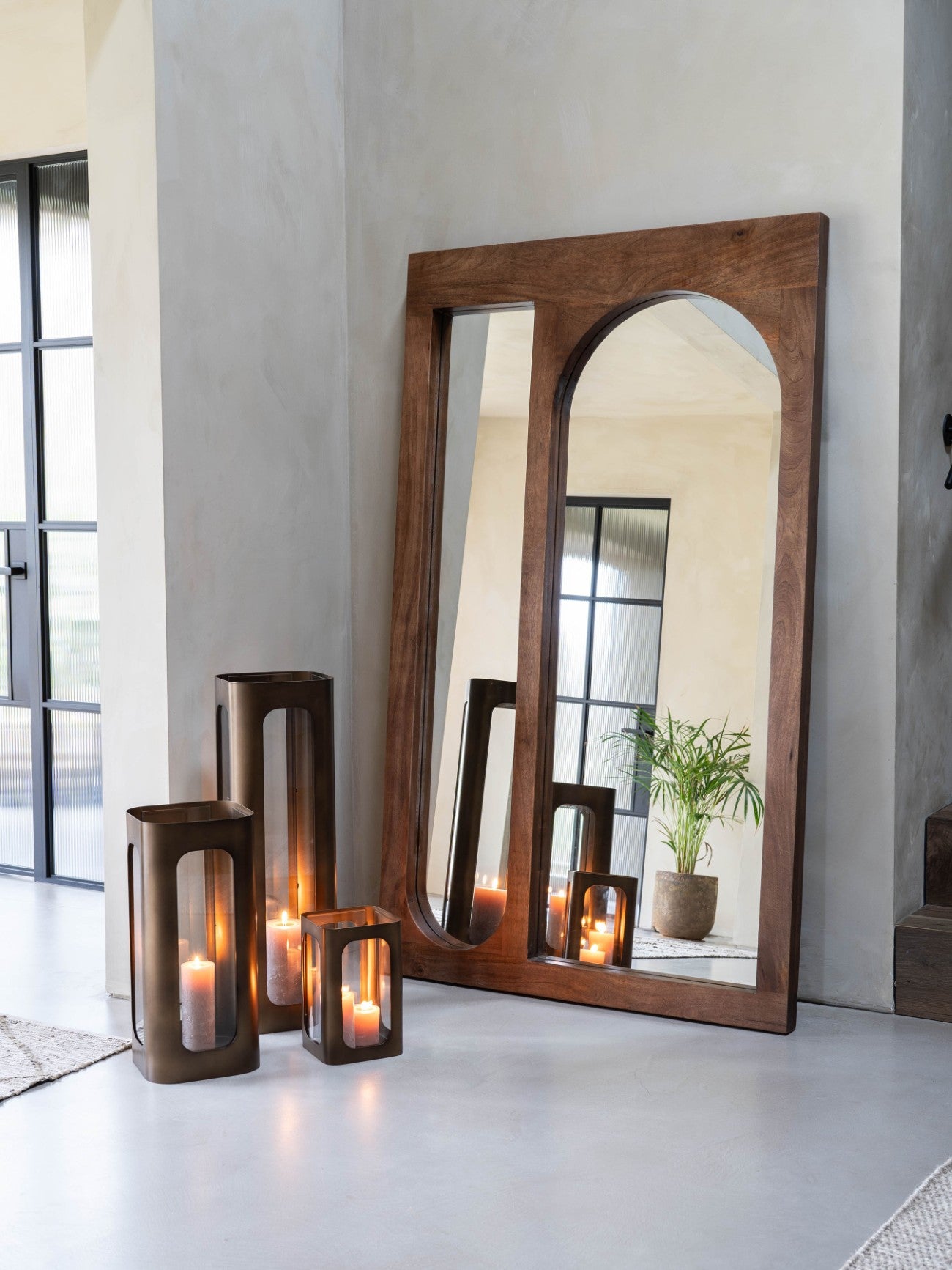 Thorpe Bronze & Clear Glass Hurricane Candle Holder | Large