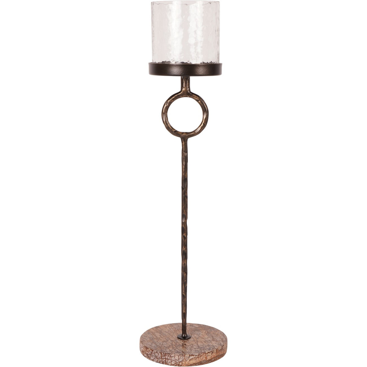 Rutland Dark Bronze & Forest Brown Marble Table Hurricane Candle Holder | Large