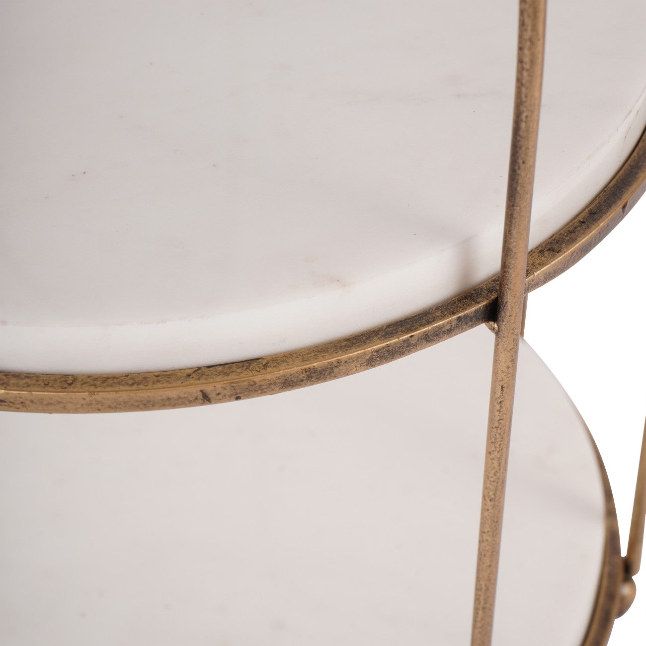 Belvedere Aged Gold & White Marble 1 Tiered Stand