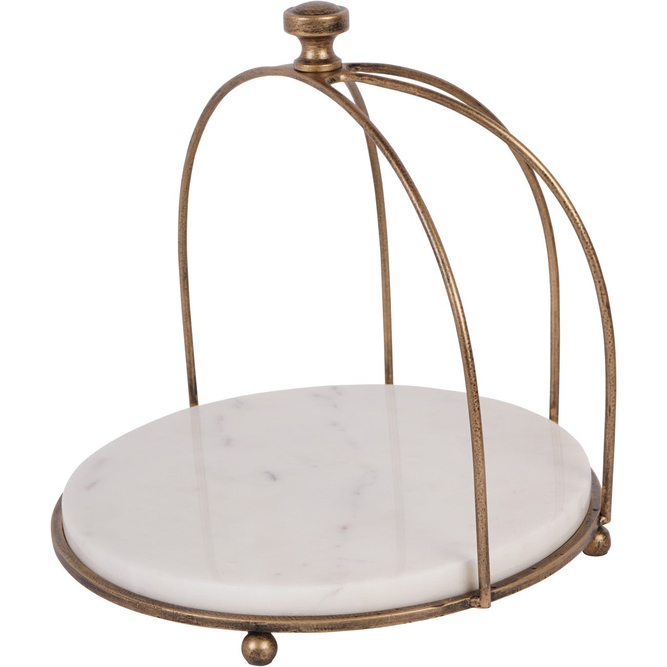 Belvedere Aged Gold & White Marble 1 Tiered Stand