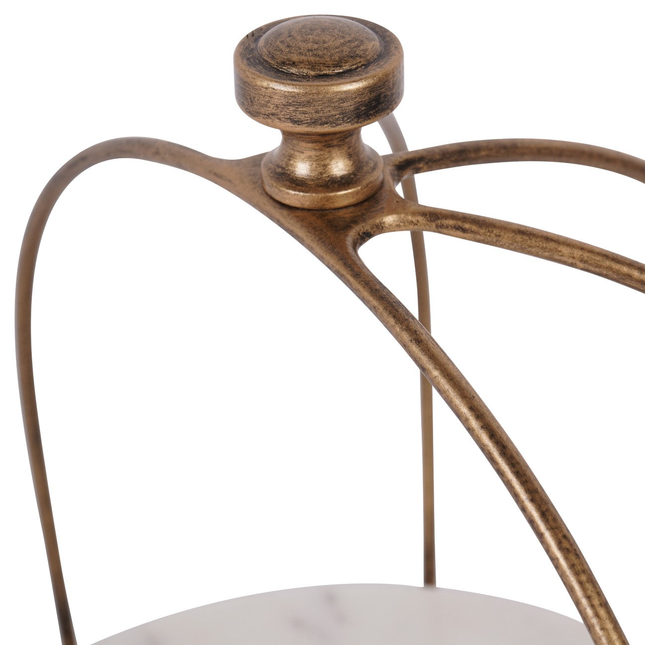 Belvedere Aged Gold & White Marble 1 Tiered Stand