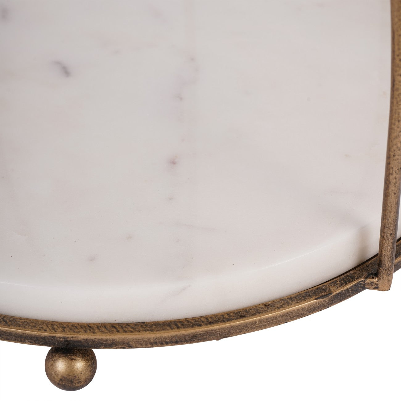 Belvedere Aged Gold & White Marble 1 Tiered Stand