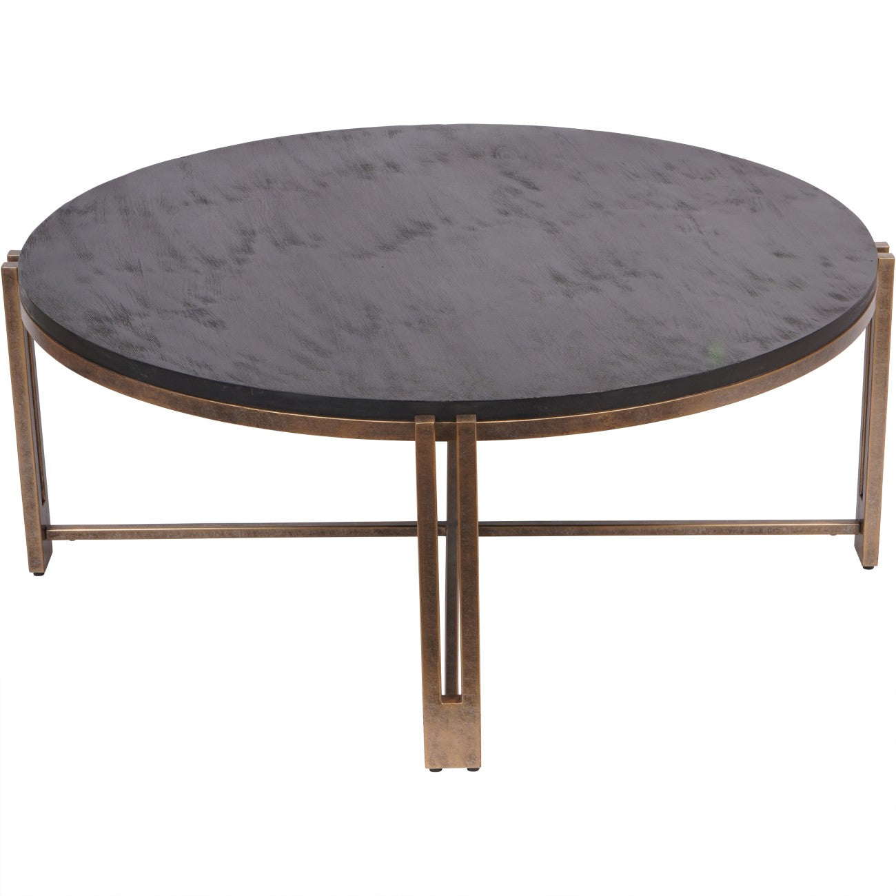 Dalston Black Sandblasted Wood & Champagne Round Coffee Table