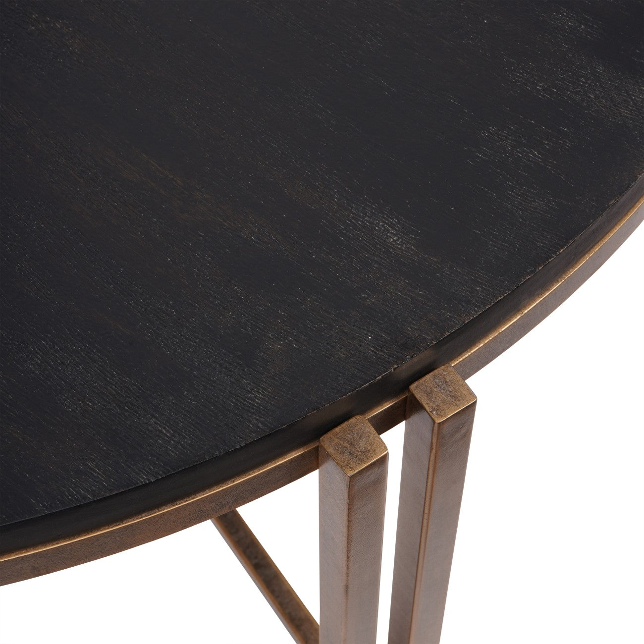 Dalston Black Sandblasted Wood & Champagne Round Coffee Table